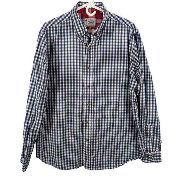 Olde School Shirt Mens Extra Large Blue White Gingham Check Button Down Preppy - Picture 1 of 8